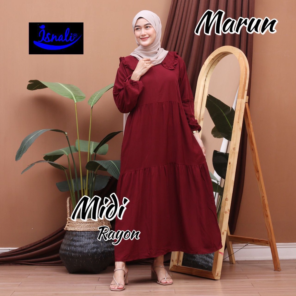 Gamis Syar'i Modern Midi Rayon Marun