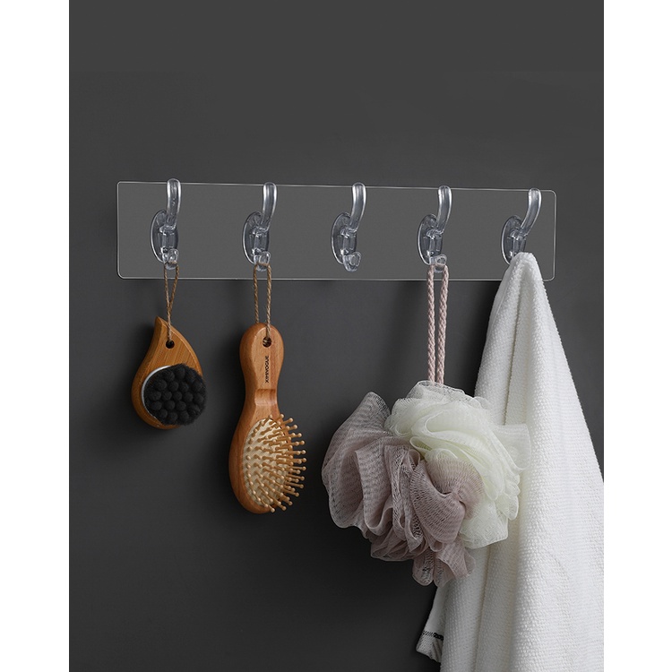 HOVELSHOP Gantungan Hook 5 Kait Tempel Dinding Kamar Mandi Magic Hook Kuat