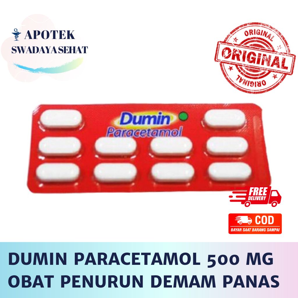 DUMIN PARACETAMOL 500 MG Strip 10 Tablet - Obat Penurun Demam Parasetamol PCT Sakit Kepala