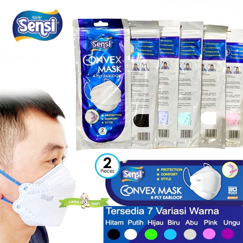 PERA493 MASKER SENSI CONVEX MASK EARLOOP 4PLY KEMASAN SACHET ISI 2 PCS