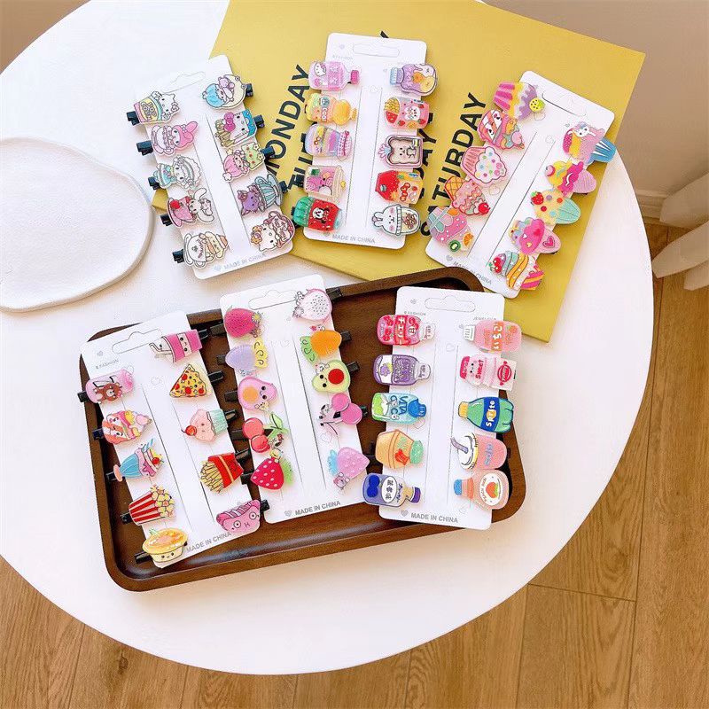 (Hello Girl) F152 Jepit Rambut Anak Lucu Jepit Rambut 10 In 1 Set motif lucu untuk anak perempuan Import