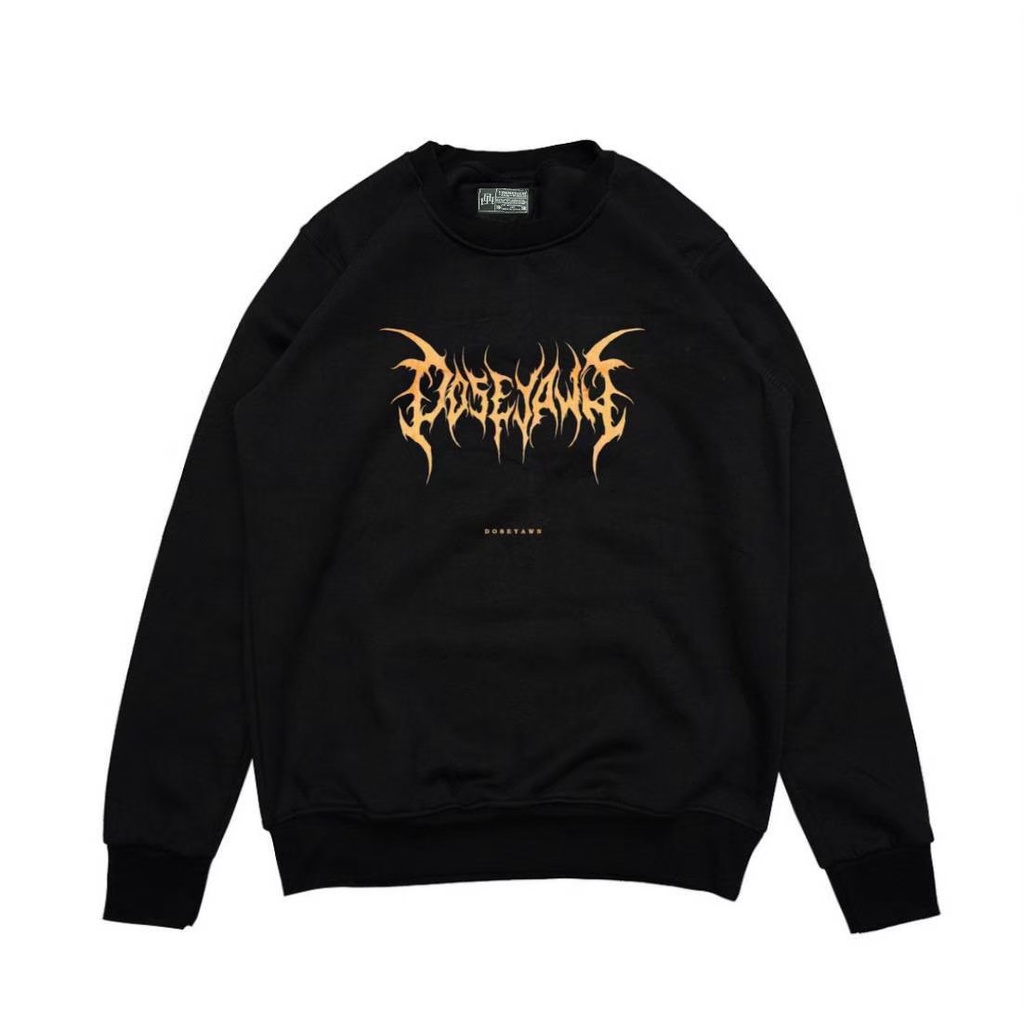 Crewneck Black Motif METAL Simpel Pria dan Wanita Premium Quality