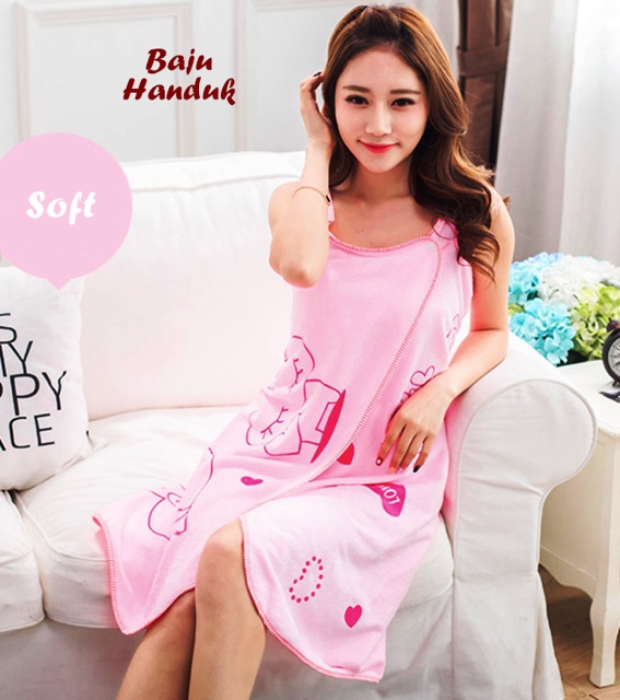 Baju handuk dress motif ( handuk yang bisa dipakai seperti dress)