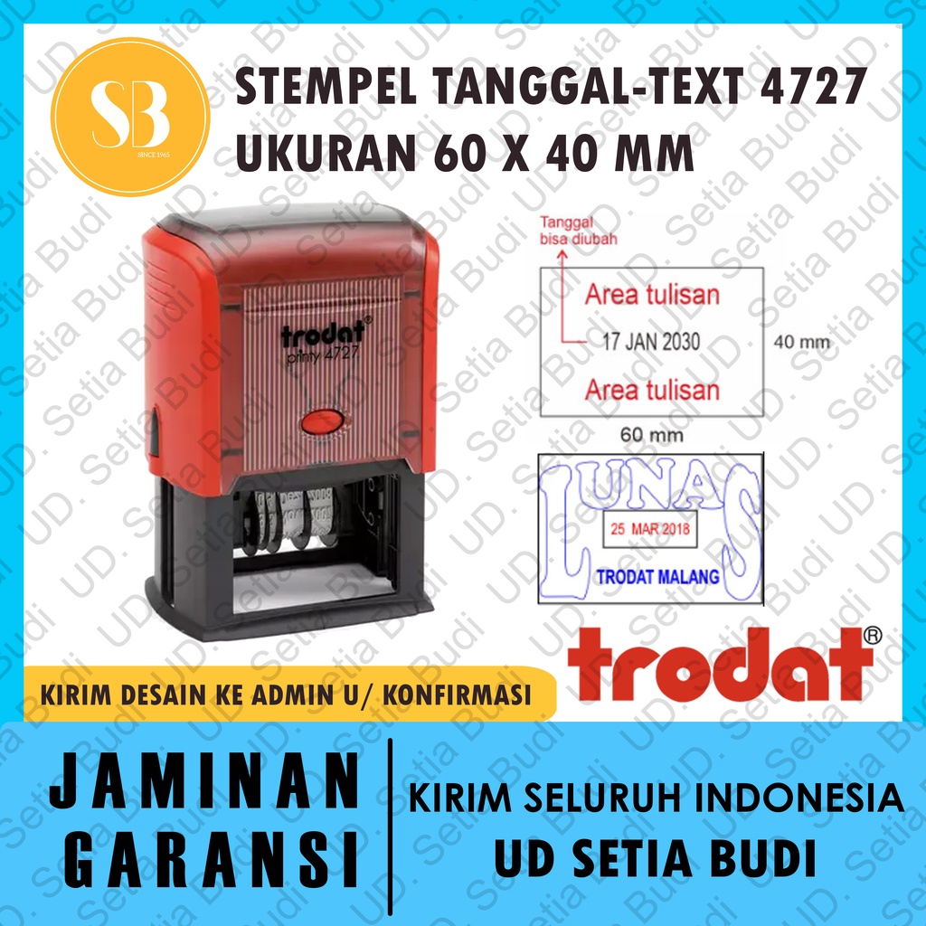 Stempel Trodat Tanggal Custom 4727 ukuran 60 x 40 mm