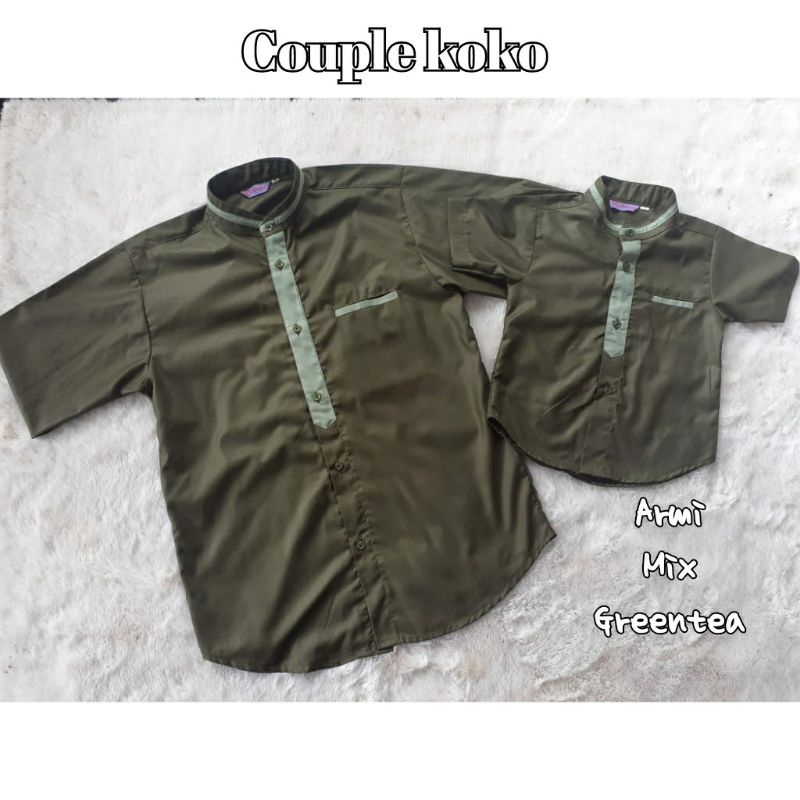 Baju koko couple ayah anak warna army