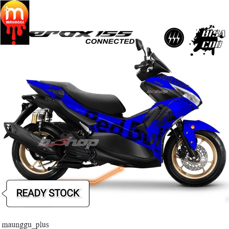 Aerox conected 155 Striping variasi untuk aerox new full body Decal aerox 155 full body motif red bu