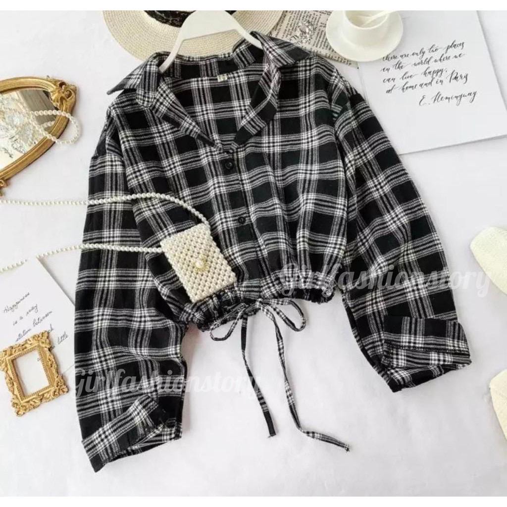 Kerlita Plaid Shirt Pusatgrosir_solo/ Atasan Kotak Kemeja Termurah Hits Square