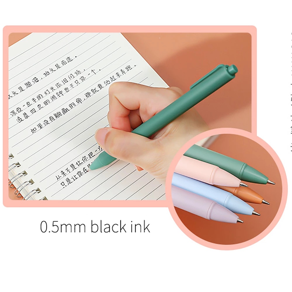 5pcs/Set Gel Pen 0.5mm Matte Black Ink Transparent Plastic Material For School / Office Stationery