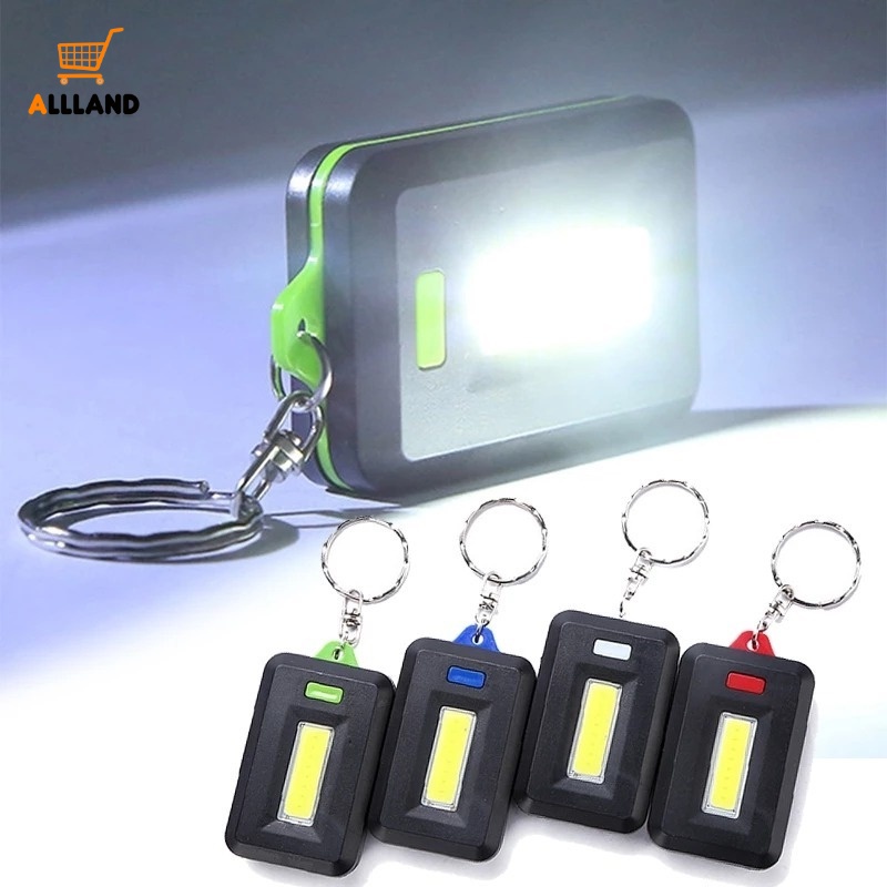 1pc Gantungan Kunci Senter LED COB Mini Portable Multifungsi Anti Air 3 Mode Warna Acak