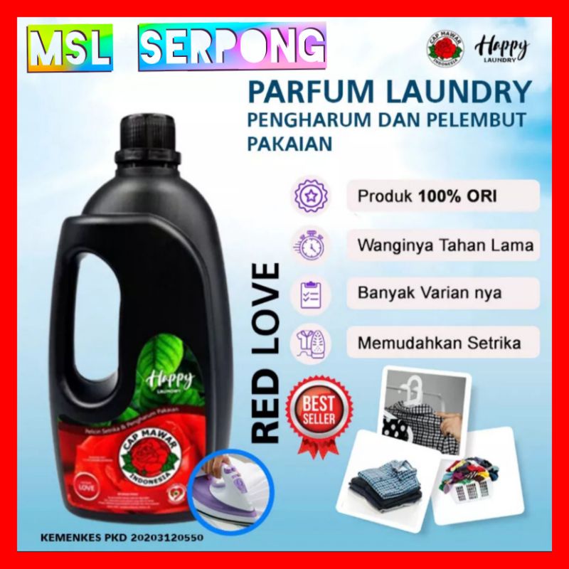 PARFUM HAPPY LAUNDRY AROMA LOVE (MERAH) 1 LITER / PELICIN DAN PENGHARUM PAKAIAN / PARFUM LAUNDRY