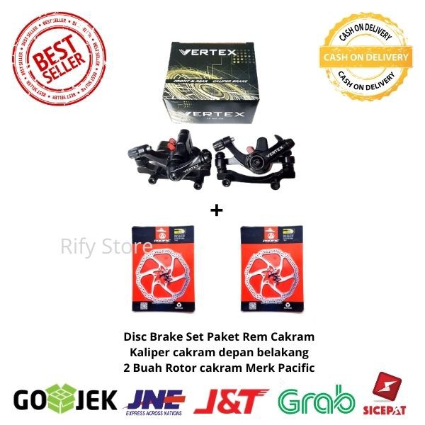 Disc Brake Set Paket Rem Cakram Sepeda Pacific Vertex