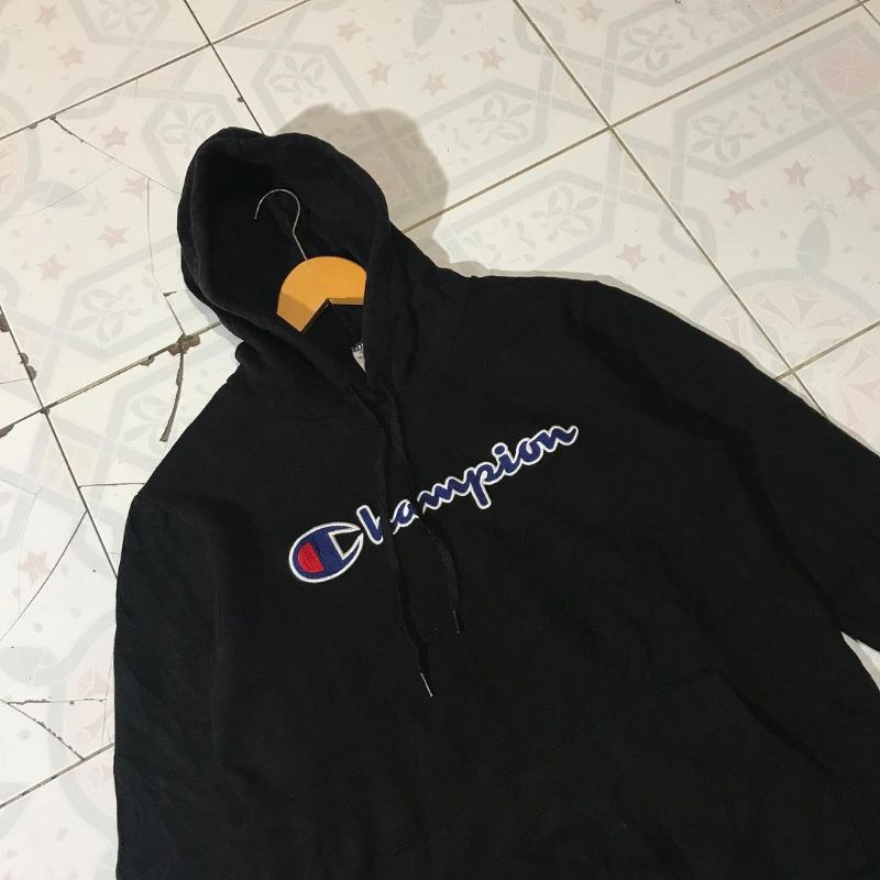 hoodie CHAMPION script bordir second original