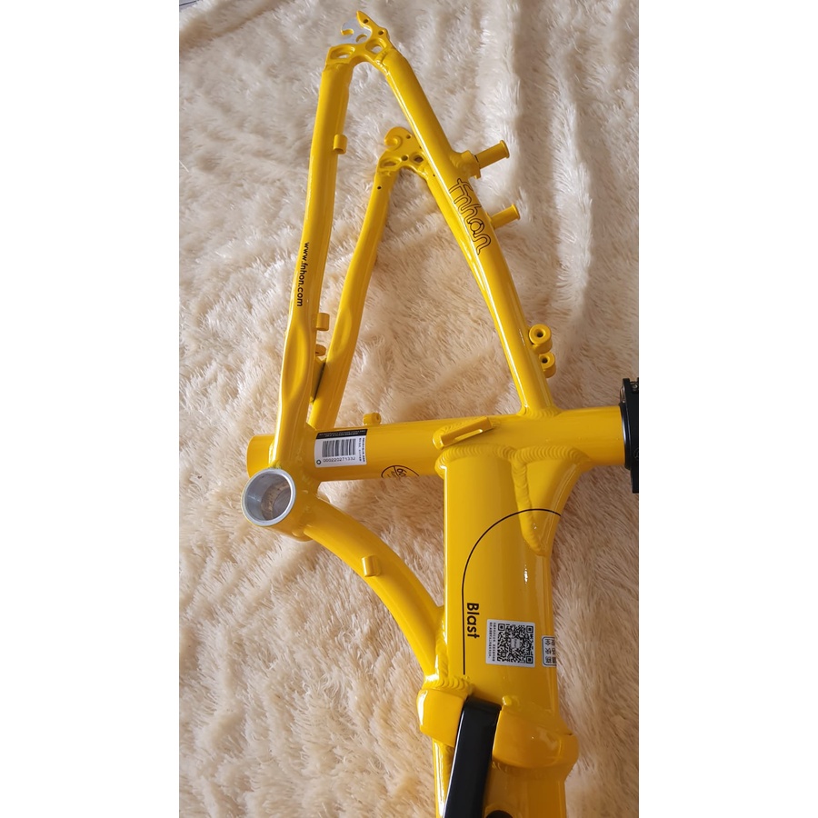 Frame Fork plus Handlepost Fnhon Blast V Brake 20 22 inch Warna Kuning Alloy