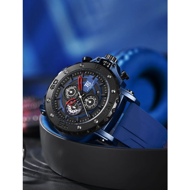 Jam Tangan Pria T5 H3865 3865 Original Rubber Watch Chrono Stopwatch