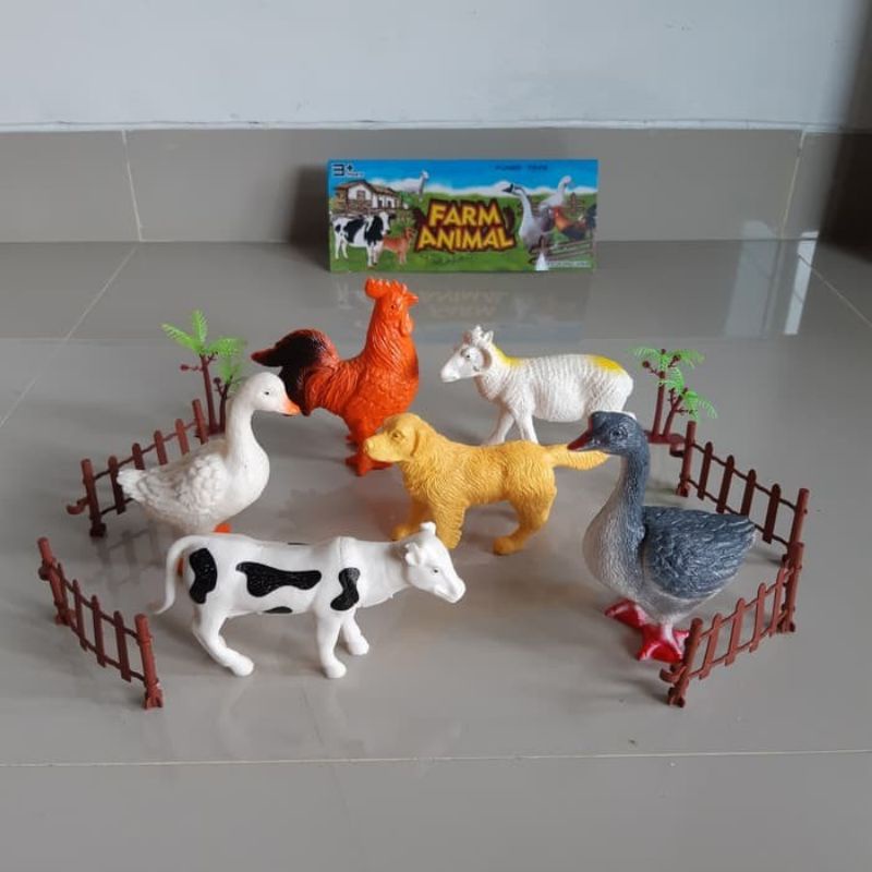 Mainan Set Hewan Ternak Besar - Binatang Unggas Farm Animal Anak Jumbo - SNI - Isi 6 pcs