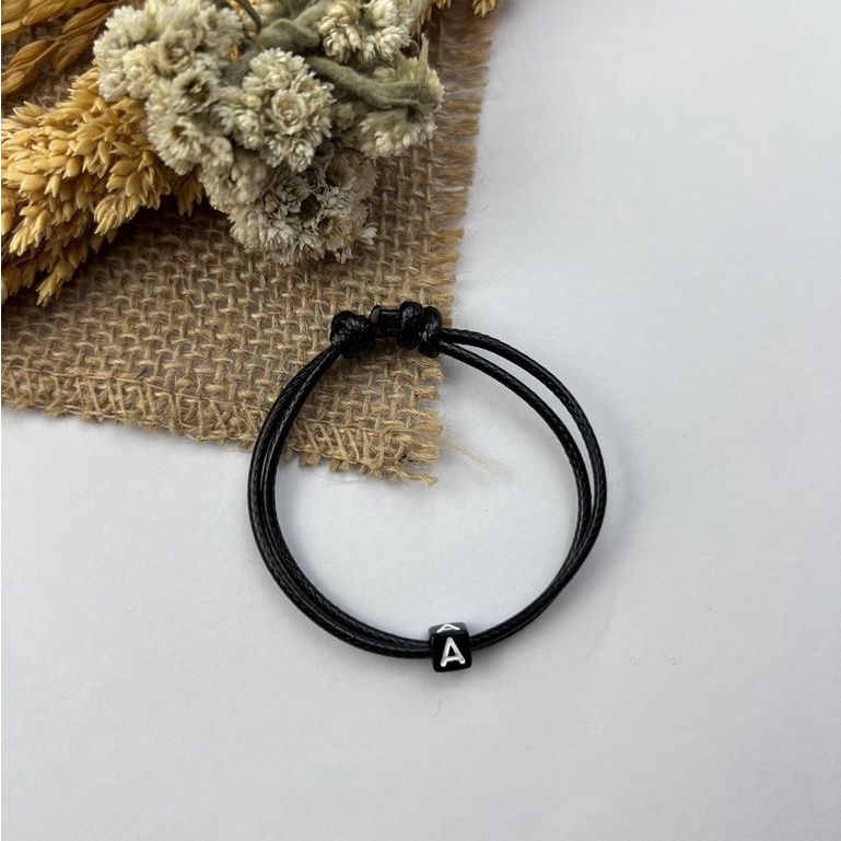 [GROSIR TERMURAH!] GELANG INISIAL HURUF DADU TALI SATIN / KOREA DAN GELANG POLOS-GELANG A