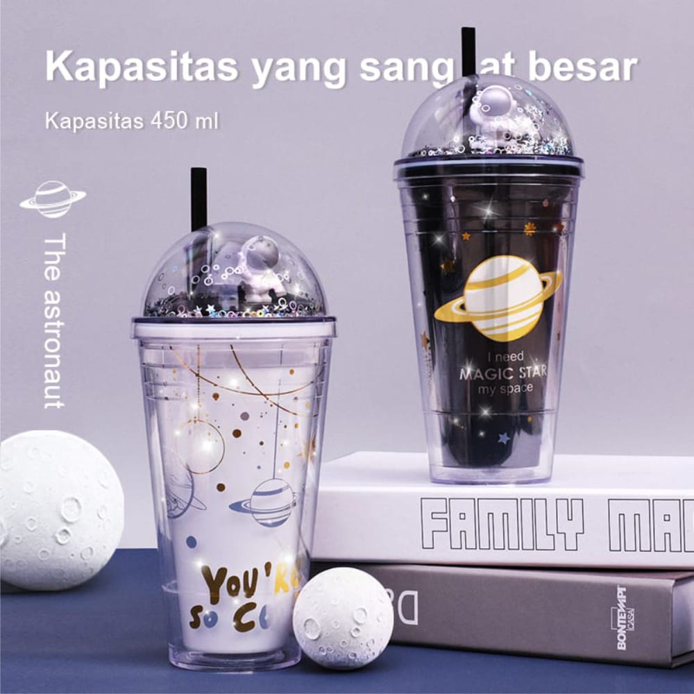 PROMO PRODUK Botol Minum viral Tumbler Bubble Astronot Seri Bintang besar Sedotan BPA FREE Glitter Tumbler Cups Blink Gelas Botol Minum Unik Lucu COD murah