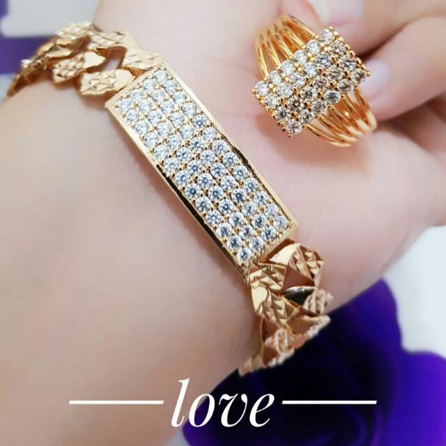 gelang tangan dan cincin lapis emas wanita 1234a