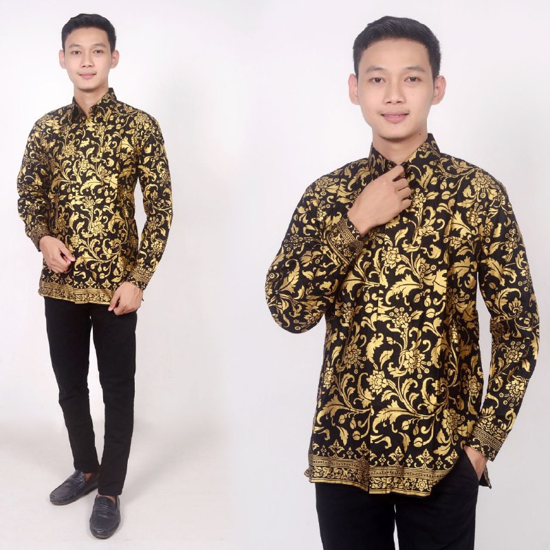 BSWART BATIK HRB026 Kenongo Hem Pendek Padi Pekalongan M L XL Batik Pria MURAH