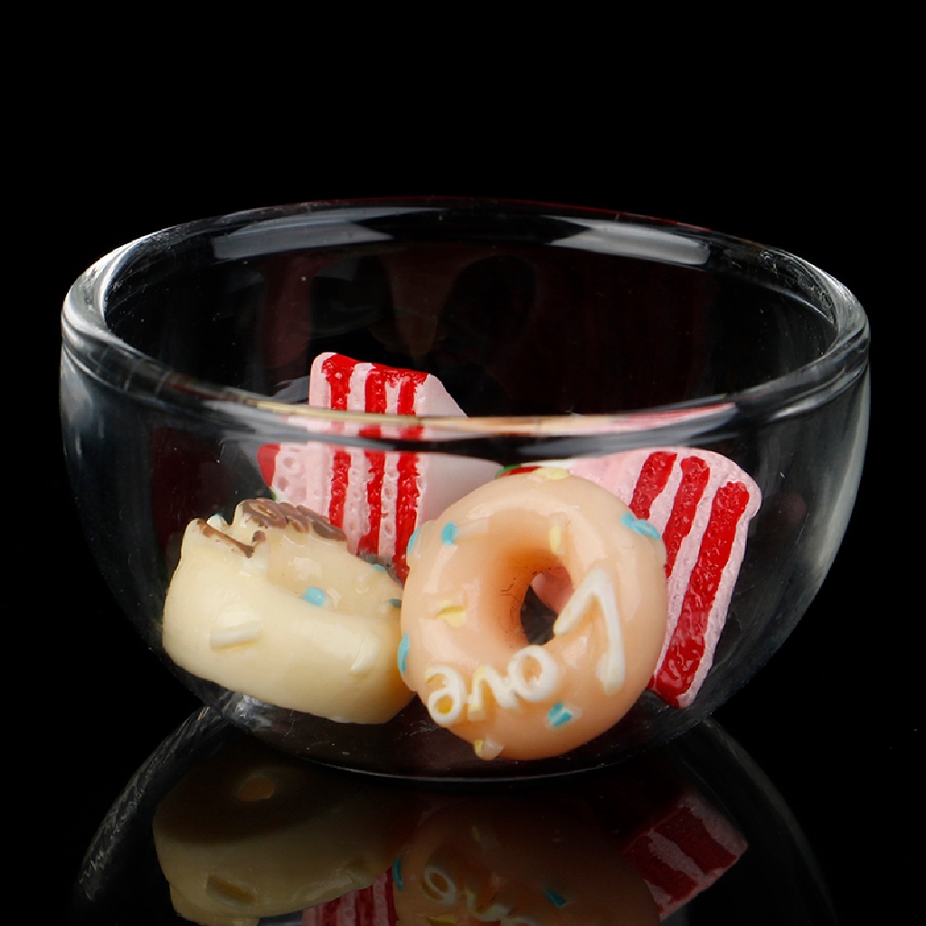 【beautifulhome12.id】 1/12 Dollhouse Miniature Accessories glass Soup Plate Simulation Dish Toy .