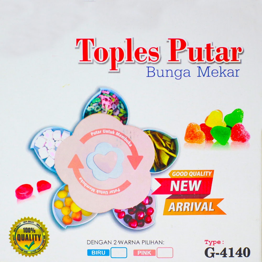 Toples Putar Bunga Mekar Tempat Kue 5 in 1 Premium Random Color