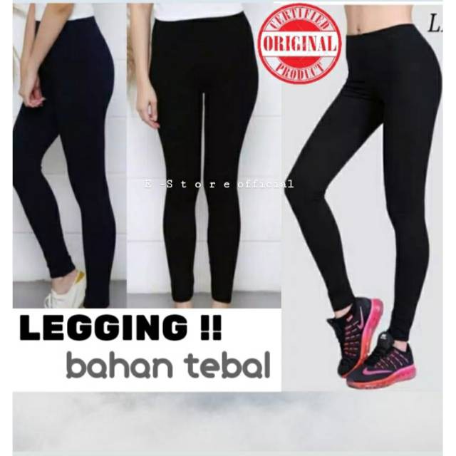 LEGGING BASIC HITAM PREMIUM BAHAN KAOS FIT TO XXL Leging Premium