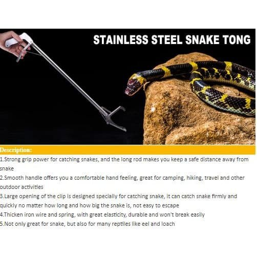 100cm stik tongkat penjepit penangkap ular reptil anti karat stainless