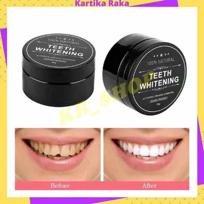 Pemutih Gigi Teeth Whitening Powder Organic Activated Charcoal Bamboo