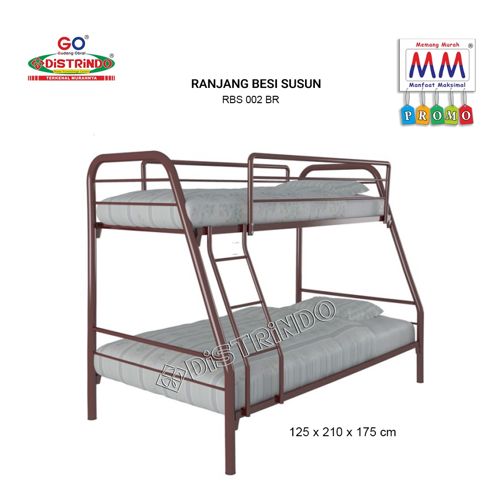 Jual GO - Ranjang Besi Susun / Bunk Bed 120 + 90cm Tebal Glowing Harga ...