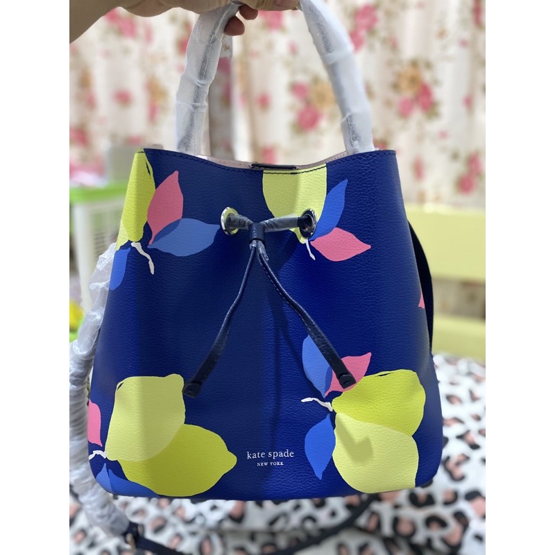 preloved Tas Kate Spade Eva large bucket bag lemon zest