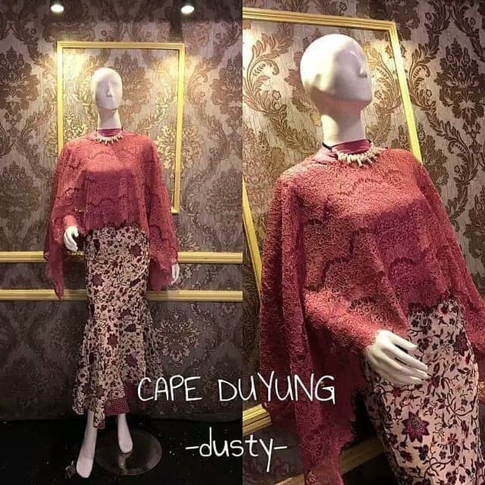 Set Cape Brukat Warna Dusty Pink Mix Duyung / Kebaya Modern