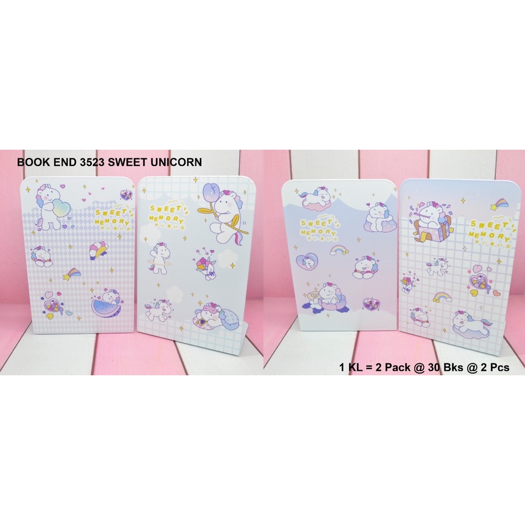 

penahan buku atau stand book dari besi motif sweet memory unicorn