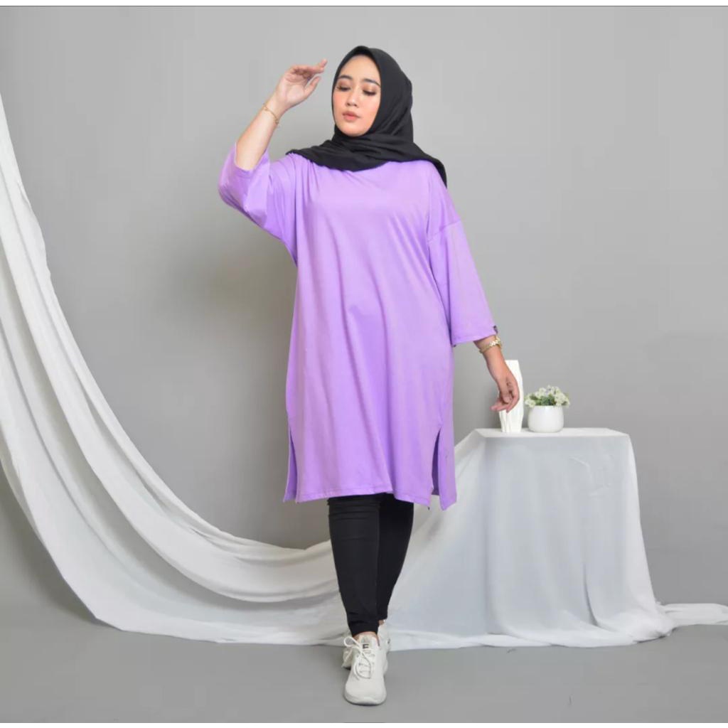 GR TUNIK BASIC OVERSIZE POLOS DRESS OVERSIZE KAOS POLOS BASIC MIDI DRESS SR321