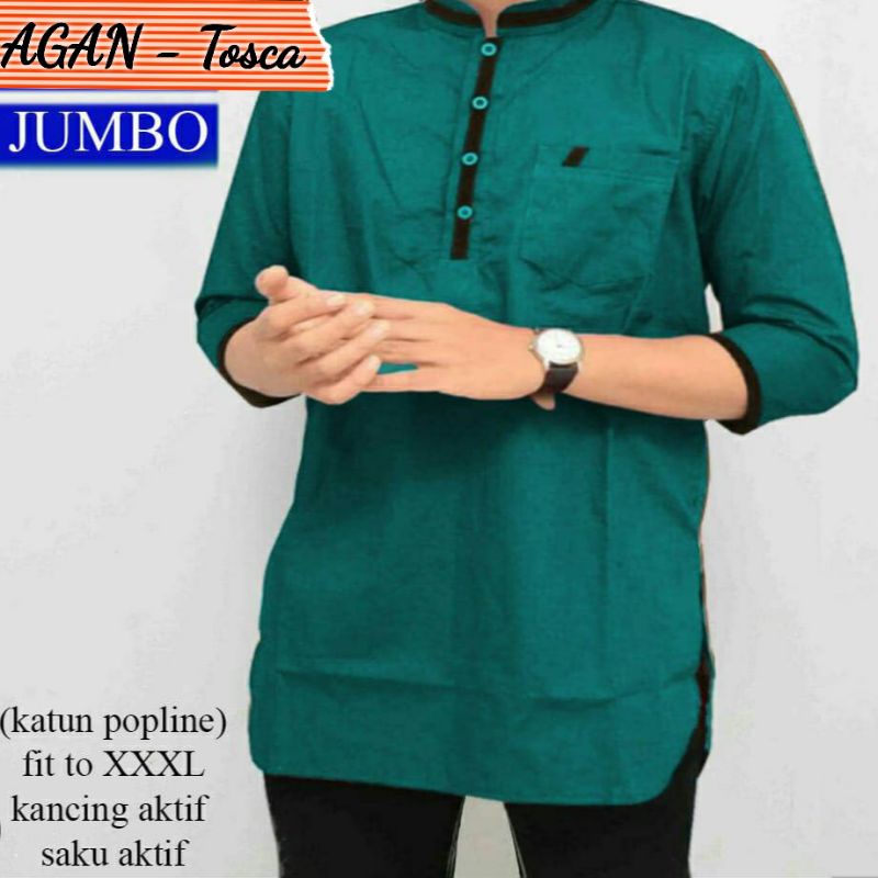 Baju Kemeja KURTA Koko Pria Laki Muslim Lengan 3/4 Bahan Katun Ukuran S M L XL XXL 3XL JUMBO Premium