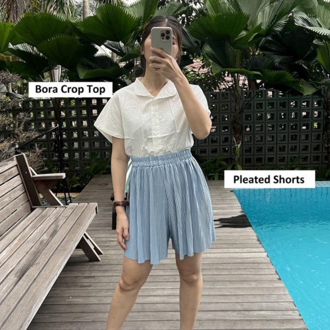 Celana Nagita/Celana pendek lidi plisket/ Pleated Shorts/ Celana hotpants plisket