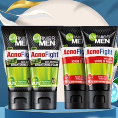 ★ BB ★ Garnier Men Acno Fight Anti-Acne Scrub In Foam Cleanser | Garnier Men Acno Fight Wasabi Brightening