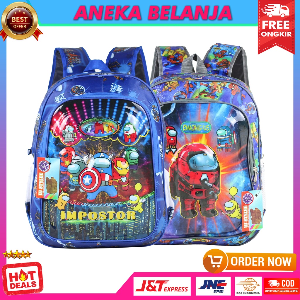 Tas Sekolah Anak Lampu Motif Among Us Biru Cocok Untuk Anak Laki-Laku Imut Lucu Harga Terjangkau