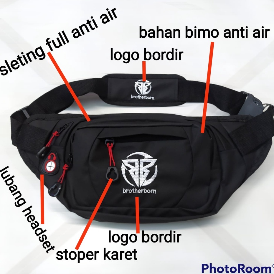 Waistbag hitam Pria Waterproof Tas Pinggang Original