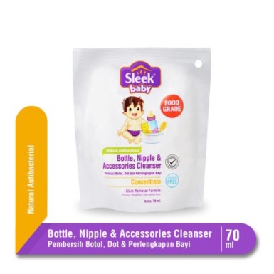 Sleek Baby Bottle Nipple &amp; Accessories Cleanser Pouch 70ml 1 Pc- Sleek Accesoris 70Ml 1 Pc Sabun Pencuci Botol Susu Dot Peralatan Makan Dan Mainan Bayi Food Grade 100% No Fragrance Sleek