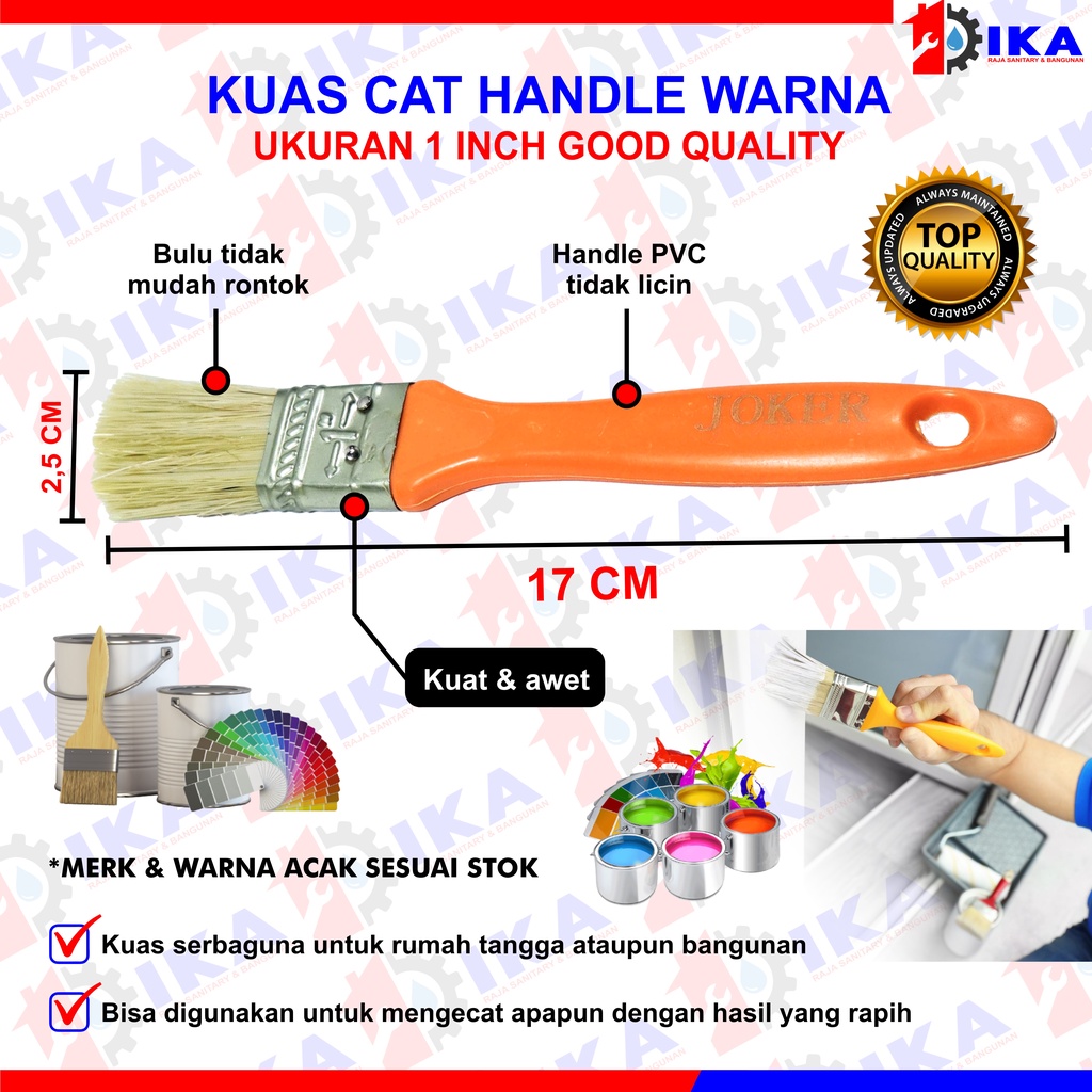 Kuas cat kuas cat murah berkualitas ukuran 1inch dan 3inch gagang warna-harga1pcs