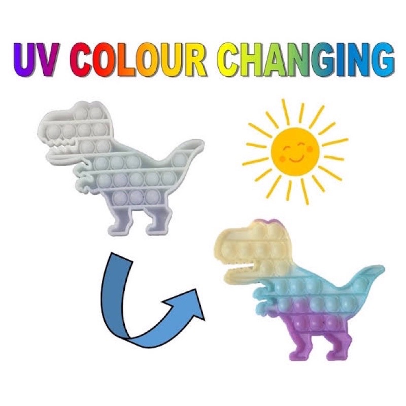 Pop It Fidget Toy Murah Rainbow Mainan Anak Penghilang Stress Tiktok-Dino UV Light