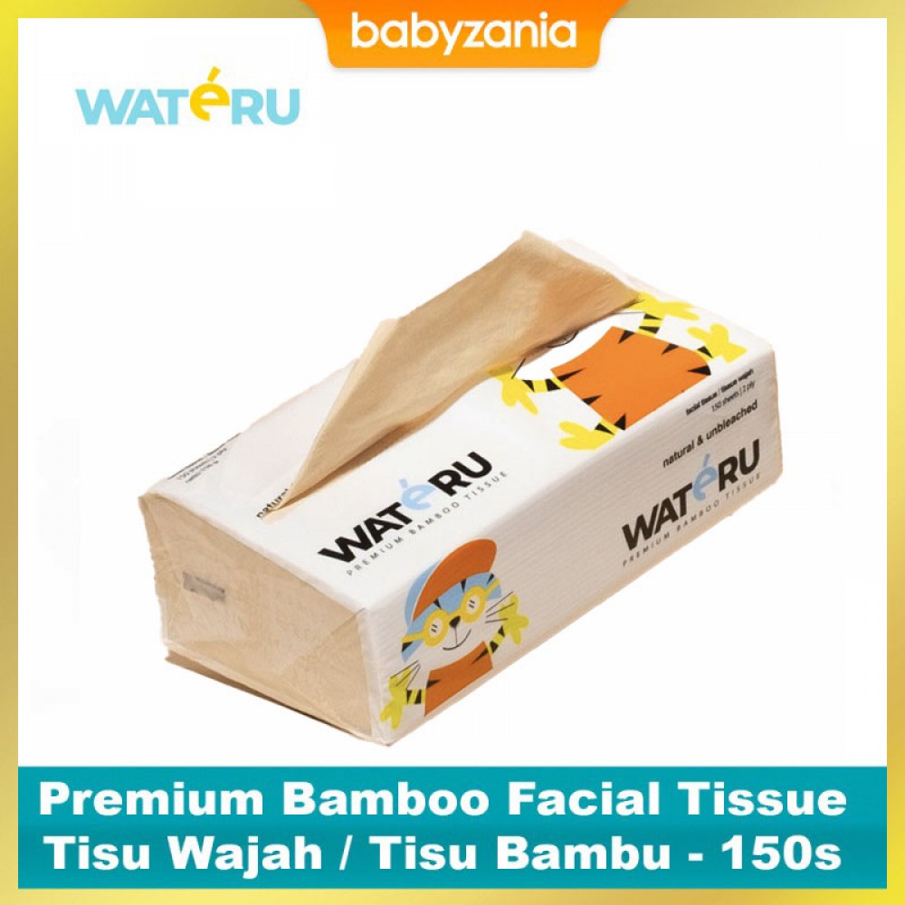 Wateru Natural Premium Bamboo Facial Tissue / Tisu Bambu - 150 s