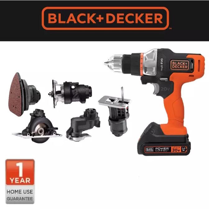 Black + Decker Bor Hammer Drill Multifungsi Multi Evo 6 Heads Kit Termurah