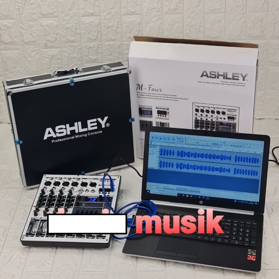 Mixer Recording Ashley 4 Channel M-Four M Four PC Soundcard USB Audio Interface REVERB Plus KOPER