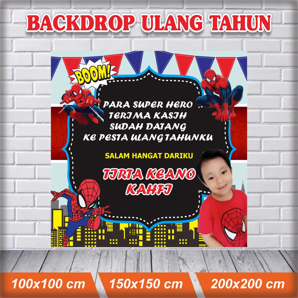 BANNER ULANG TAHUN / BACKDROP ULTAH / SPANDUK ULANG TAHUN ULTAH SPIDERMAN