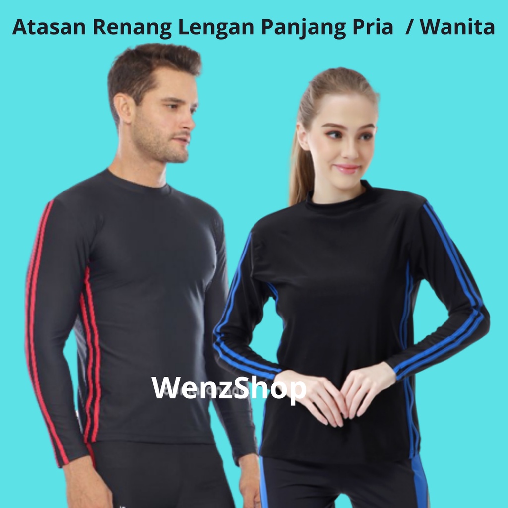Baju Renang Dewasa Pria Wanita - Atasan Renang Lengan Panjang - Swimsuit Pakaian Renang Kaos Renang