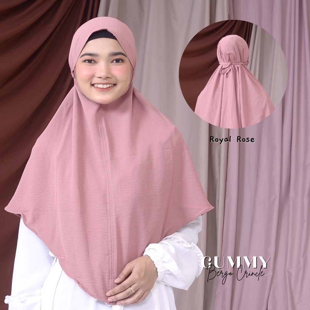 Bergo Crincle/ Gummy Bergo Instan Crincle-Royal rose