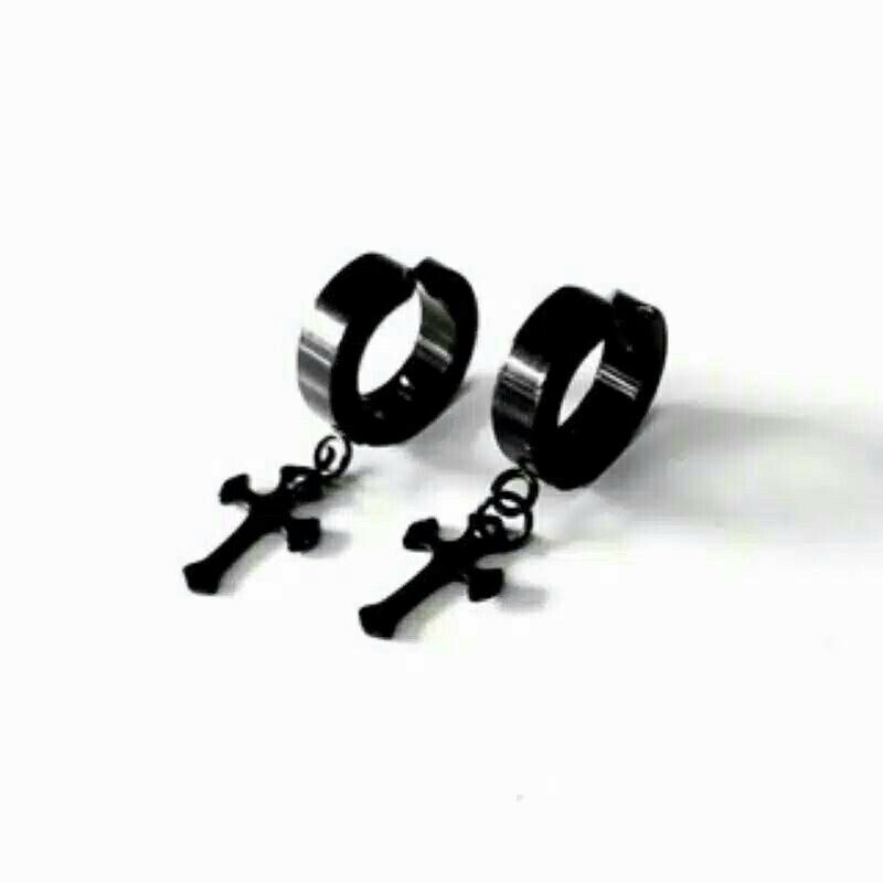 Anting Jepit Salib TITANIUM Kualitas Premium