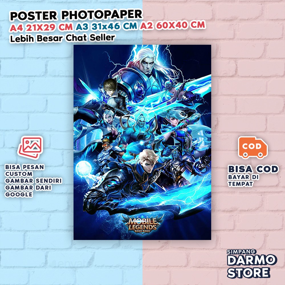 Poster Mobile Legend Game ML Hiasan Dinding Gaming Gamer Mabar Gem Gim Gamers Hero Johnson Harith Ki