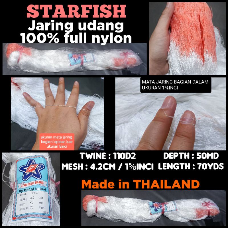 JARING UDANG STARFISH 110D/2  4.2 JARING KANTONG BENANG JARING NYLON JARING NILON JARING KANTONG JAR